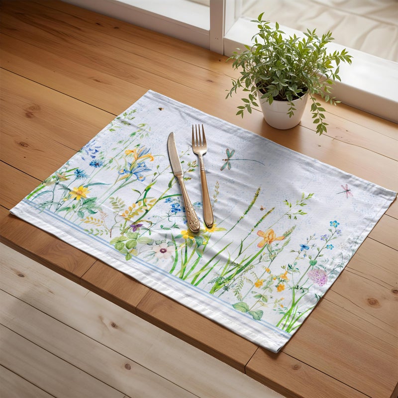 Maison d' Hermine Placemats Set of 4 100% Cotton Washable Cloth Place Mats, Reusable Table Mats for Kitchen Dining Decoration, Party, Wedding, Restaurant Spring/Summer (Fleurs De Mai, 13" x 19") - Image 5